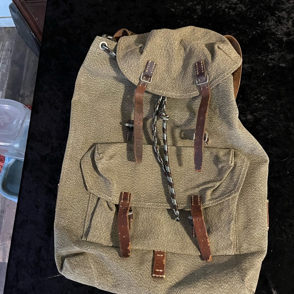Stylish Tan and Brown Men's Backpack. Burki in Trimstein Swiss Military. 1953